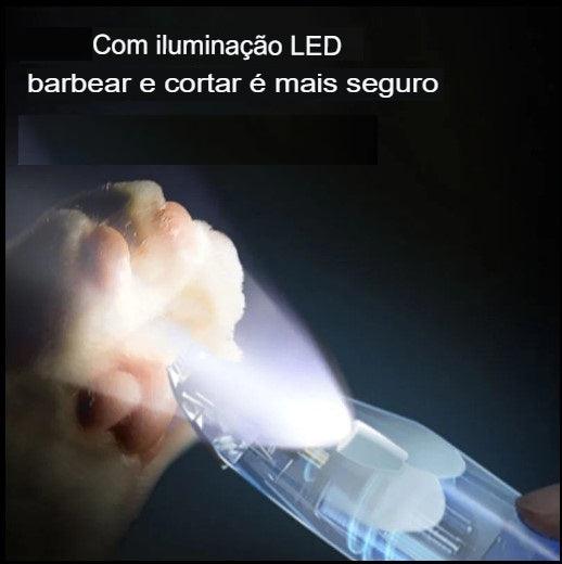 Aparador de pelos com LED para gatos e cachorros Recarregável