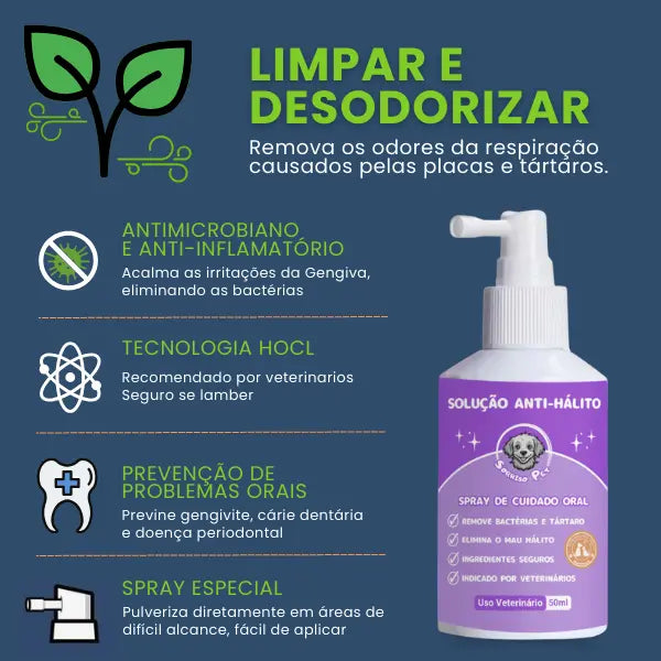 SorrisoPet™ - Spray Elimina Tártaro e Mau Hálito