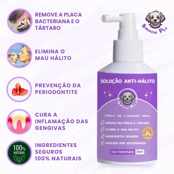 SorrisoPet™ - Spray Elimina Tártaro e Mau Hálito