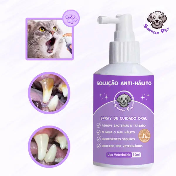 SorrisoPet™ - Spray Elimina Tártaro e Mau Hálito